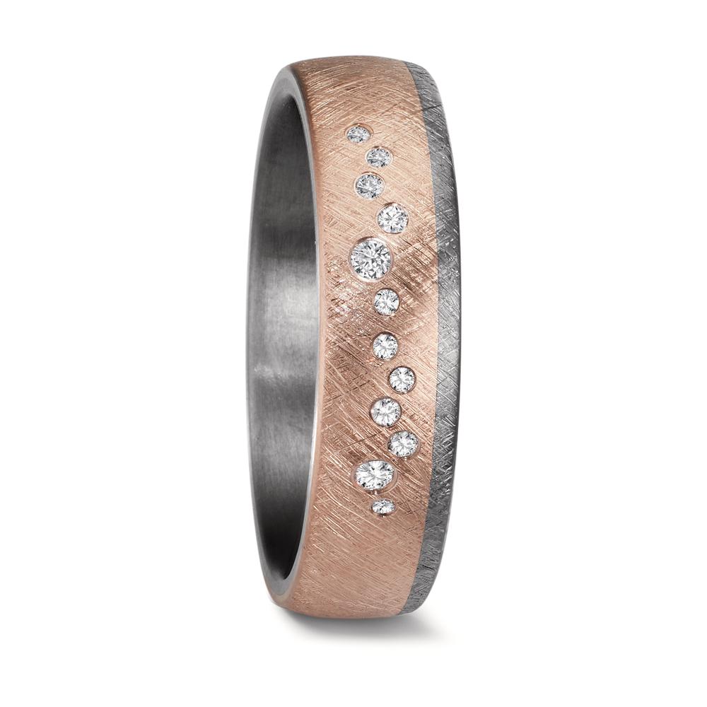 Partnerringe 999 tantal, 585/14K roseguld Diamant 0.105 ct, 12 Sten , w-si