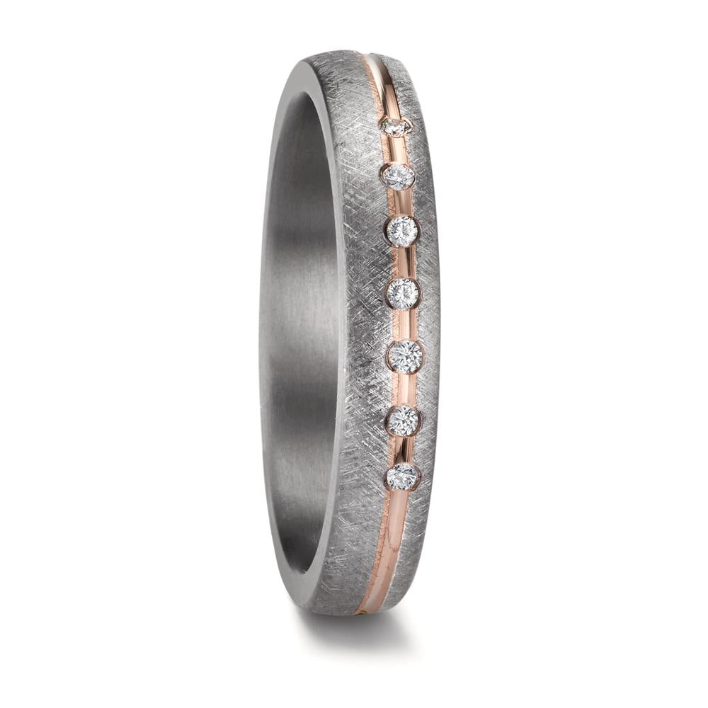 Partnerringe 999 tantal, 585/14K roseguld Diamant 0.07 ct, 7 Sten , w-si