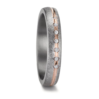 Partnerringe 999 tantal, 585/14K roseguld Diamant 0.07 ct, 7 Sten , w-si