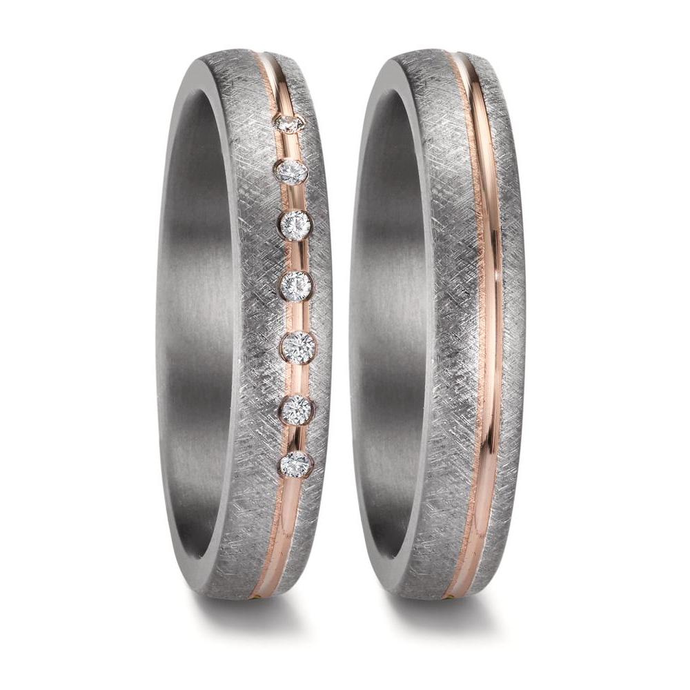 Partnerringe 999 tantal, 585/14K roseguld Diamant 0.07 ct, 7 Sten , w-si