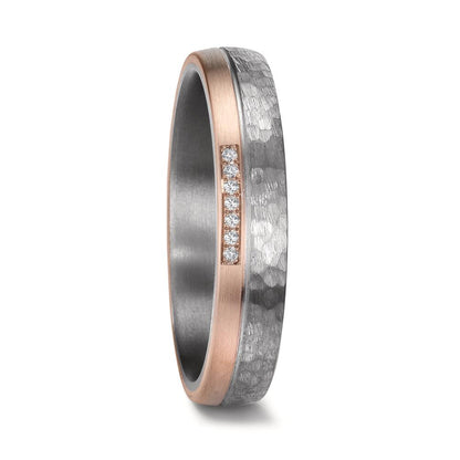 Partnerringe 999 tantal, 585/14K roseguld Diamant 0.025 ct, 7 Sten , w-si