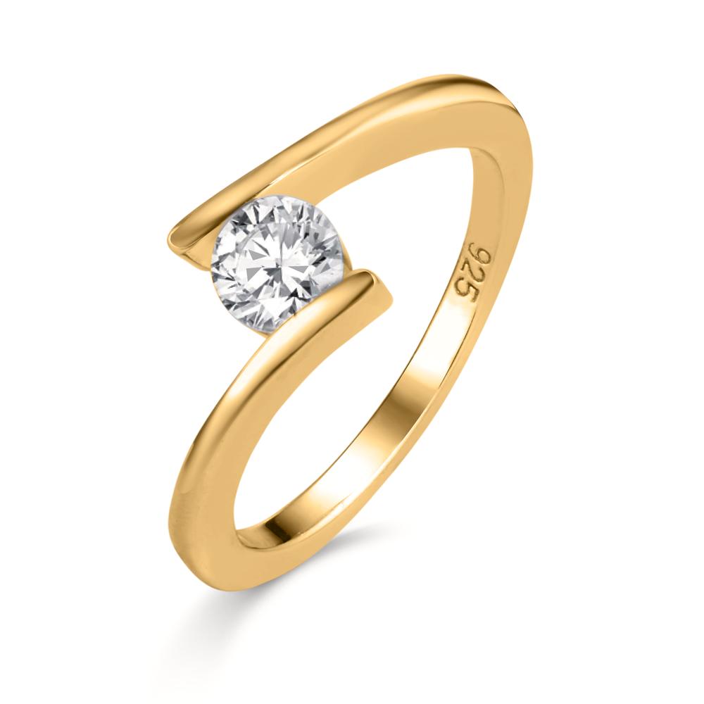 Ringe Sølv Zirconia gul forgyldt