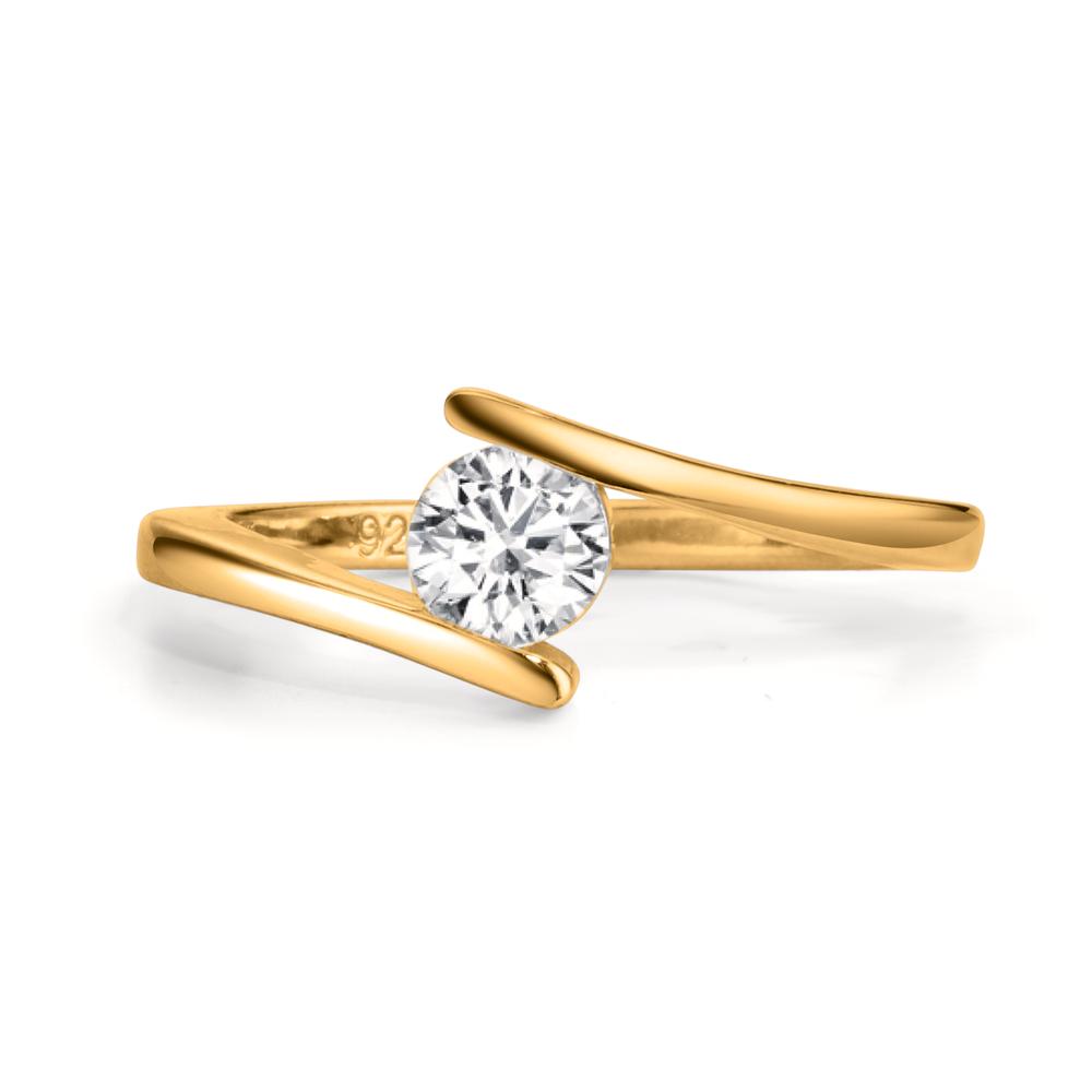 Ringe Sølv Zirconia gul forgyldt
