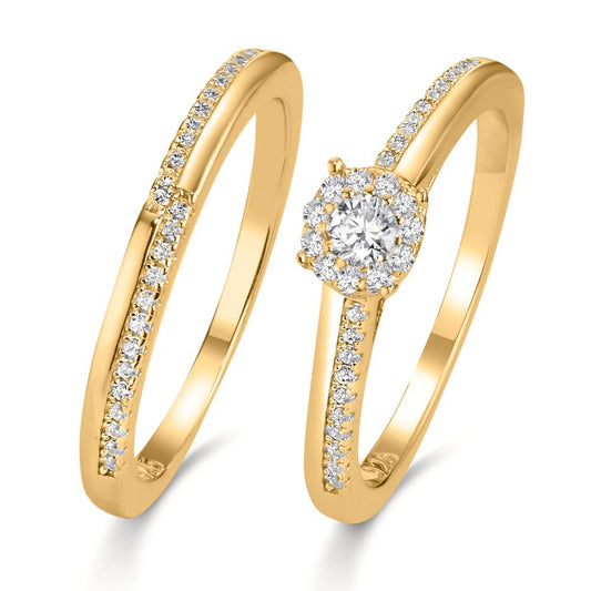 Ringe Sølv Zirconia forgyldt