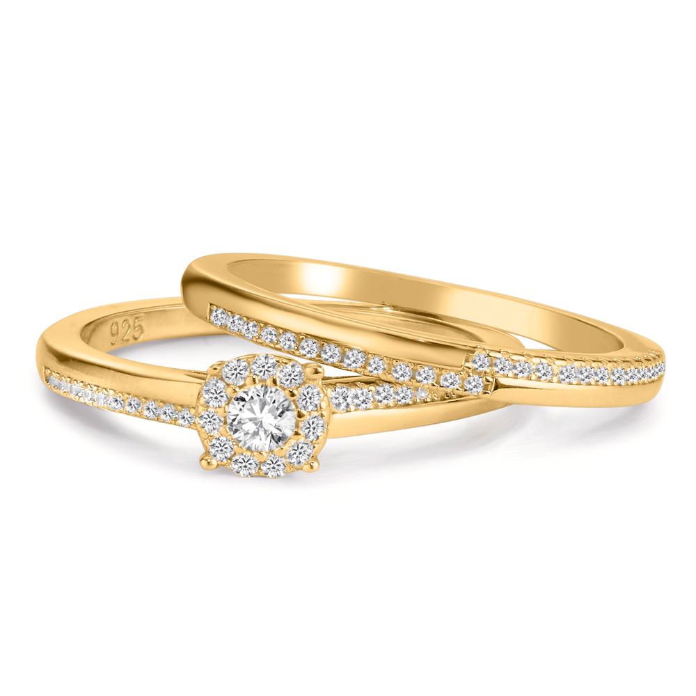 Ringe Sølv Zirconia forgyldt