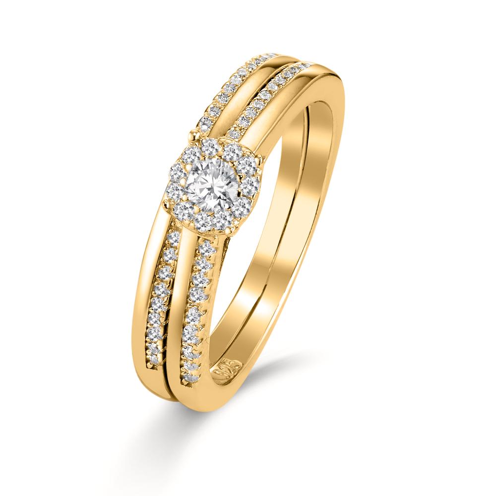 Ringe Sølv Zirconia forgyldt
