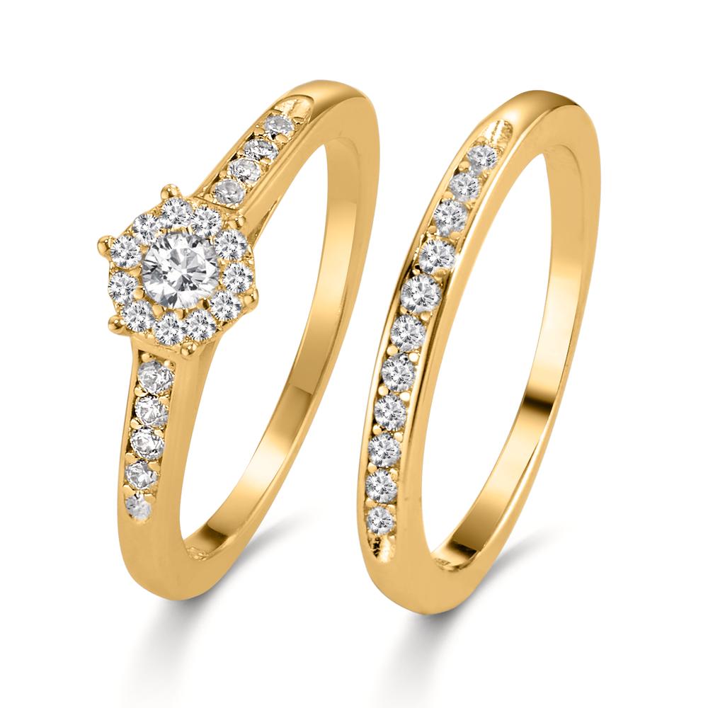 Ringe Sølv Zirconia forgyldt