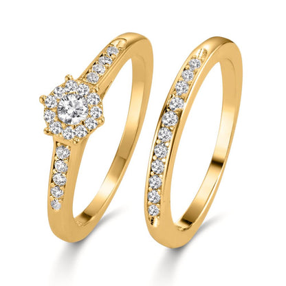 Ringe Sølv Zirconia forgyldt