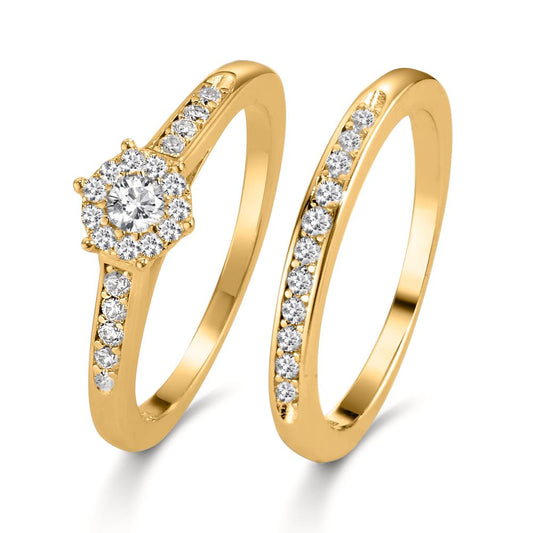 Ringe Sølv Zirconia forgyldt