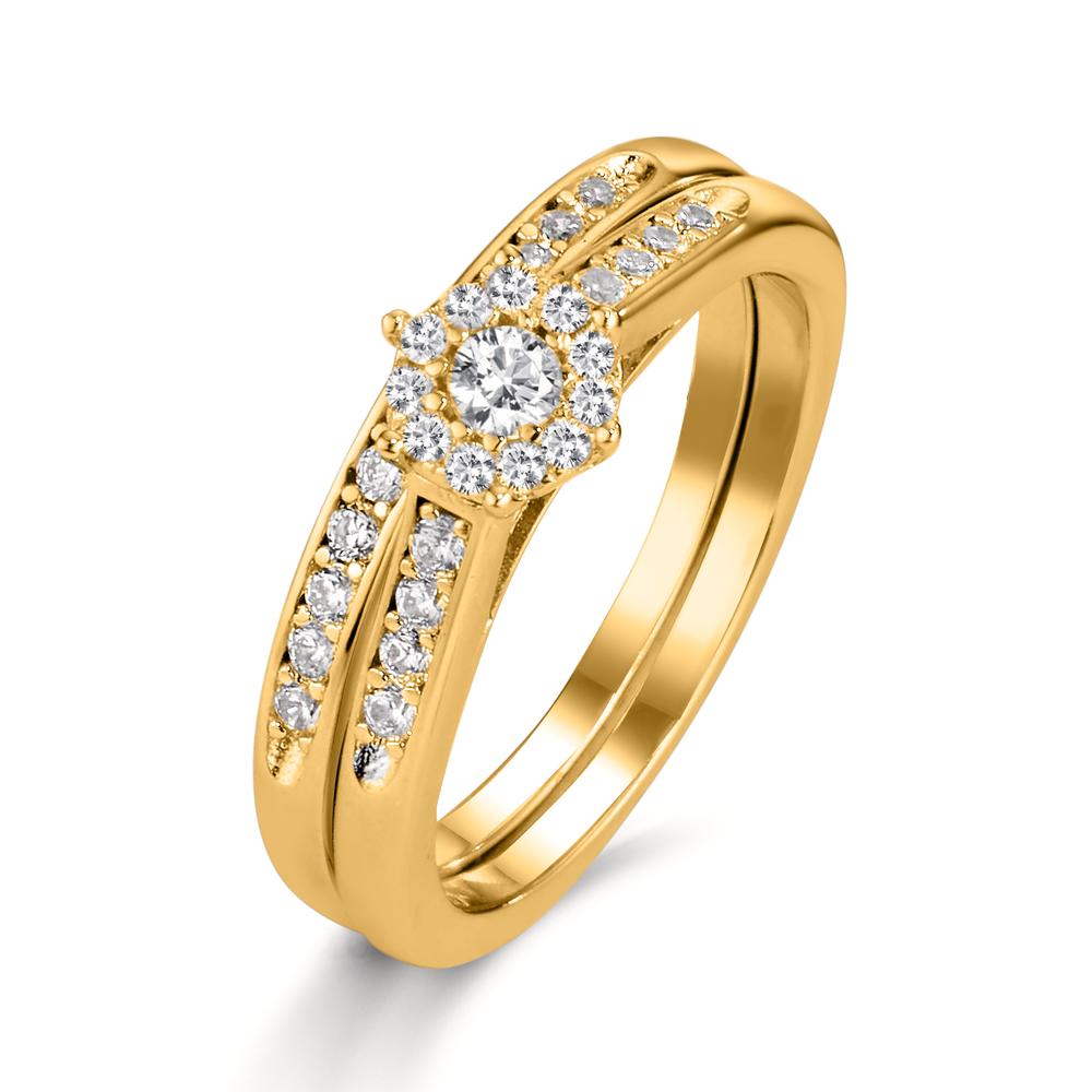 Ringe Sølv Zirconia forgyldt