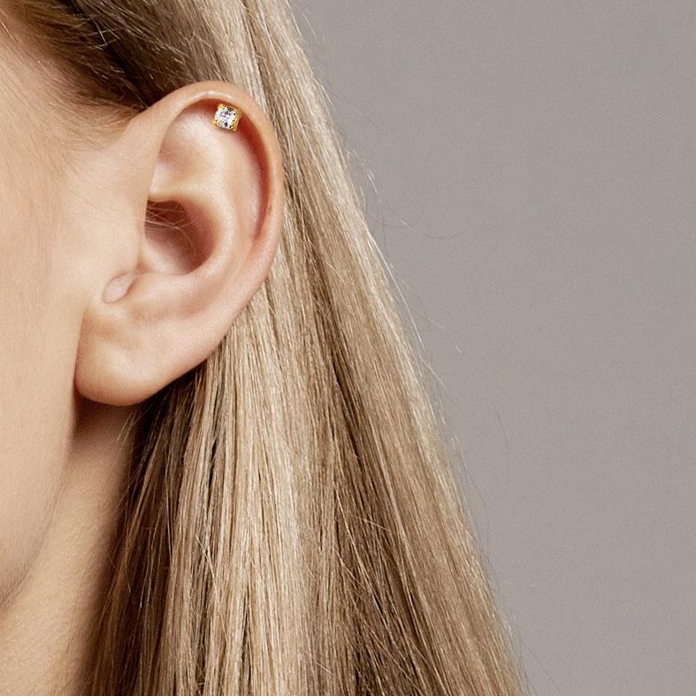 Piercing Sølv Zirconia gul forgyldt Ø3 mm