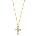 Collier Sølv Zirconia gul forgyldt Kryds 40-45 cm