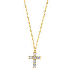 Collier Sølv Zirconia gul forgyldt Kryds 40-45 cm