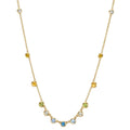 Collier 750/18K guld Citrin 0.20 ct, 2 Sten, Ametyst grøn , 0.30 ct, 4 Sten, Peridot 0.13 ct, 2 Sten, Topas 0.43 ct, 3 Sten, Kvarts 0.12 ct, 2 Sten 40-45 cm