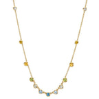Collier 750/18K guld Citrin 0.20 ct, 2 Sten, Ametyst grøn , 0.30 ct, 4 Sten, Peridot 0.13 ct, 2 Sten, Topas 0.43 ct, 3 Sten, Kvarts 0.12 ct, 2 Sten 40-45 cm
