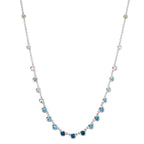 Collier 750/18K hvidguld Topas 1.31 ct, 12 Sten, London Blue Topaz 0.41 ct, 3 Sten, Kvarts 0.06 ct, 2 Sten, Rosenkvarts 0.19 ct, 4 Sten 40-45 cm