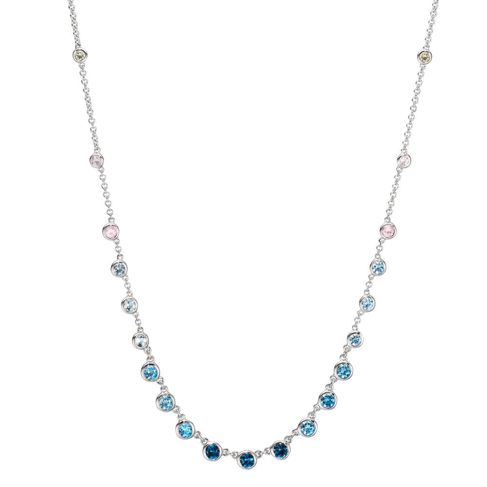 Collier 750/18K hvidguld Topas 1.31 ct, 12 Sten, London Blue Topaz 0.41 ct, 3 Sten, Kvarts 0.06 ct, 2 Sten, Rosenkvarts 0.19 ct, 4 Sten 40-45 cm