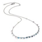Collier 750/18K hvidguld Topas 1.31 ct, 12 Sten, London Blue Topaz 0.41 ct, 3 Sten, Kvarts 0.06 ct, 2 Sten, Rosenkvarts 0.19 ct, 4 Sten 40-45 cm
