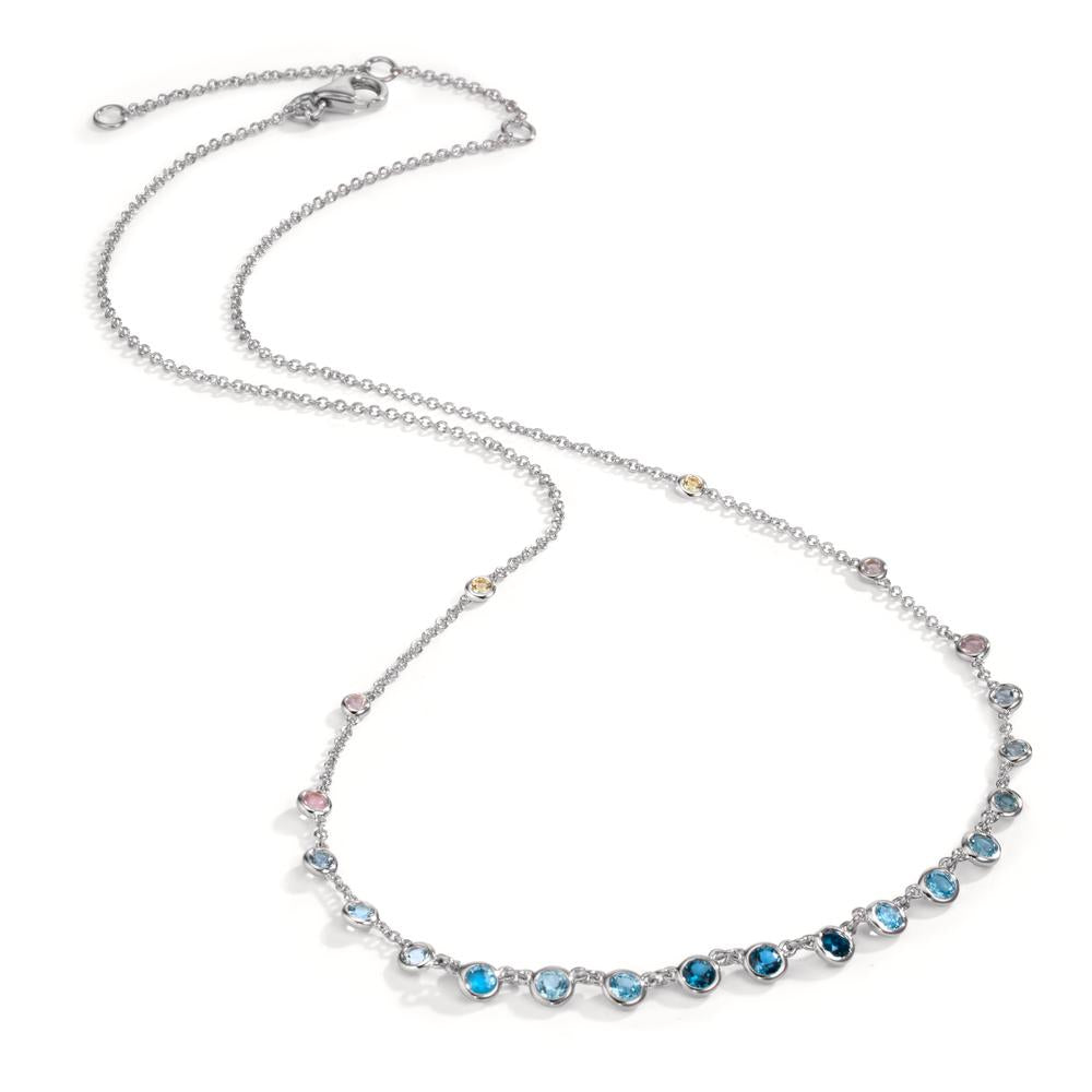 Collier 750/18K hvidguld Topas 1.31 ct, 12 Sten, London Blue Topaz 0.41 ct, 3 Sten, Kvarts 0.06 ct, 2 Sten, Rosenkvarts 0.19 ct, 4 Sten 40-45 cm