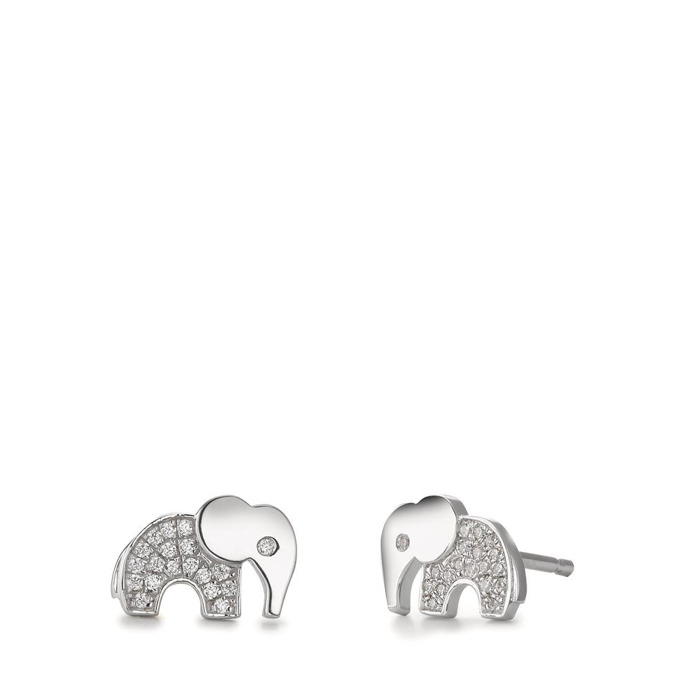 Ørestikker Sølv Zirconia rhodineret Elefant