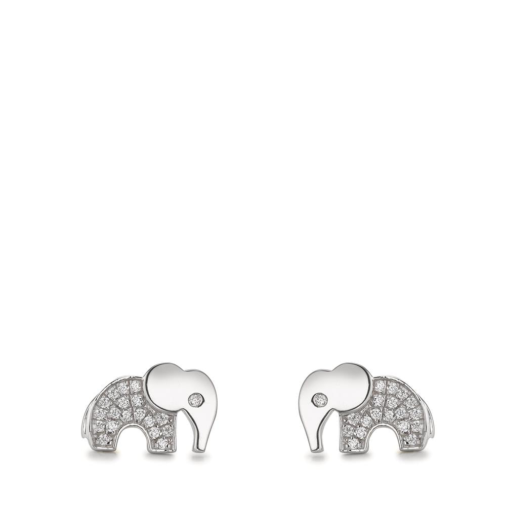Ørestikker Sølv Zirconia rhodineret Elefant