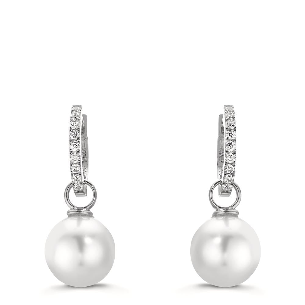 Click kreoler Sølv Zirconia 18 Sten rhodineret Skinnende perler, 2 Perler, 10 mm