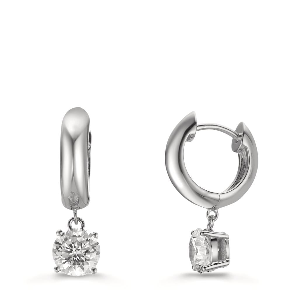 Click kreoler Sølv Zirconia 2 Sten , 6 mm rhodineret