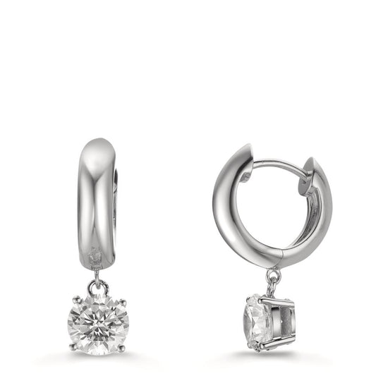 Click kreoler Sølv Zirconia 2 Sten , 6 mm rhodineret