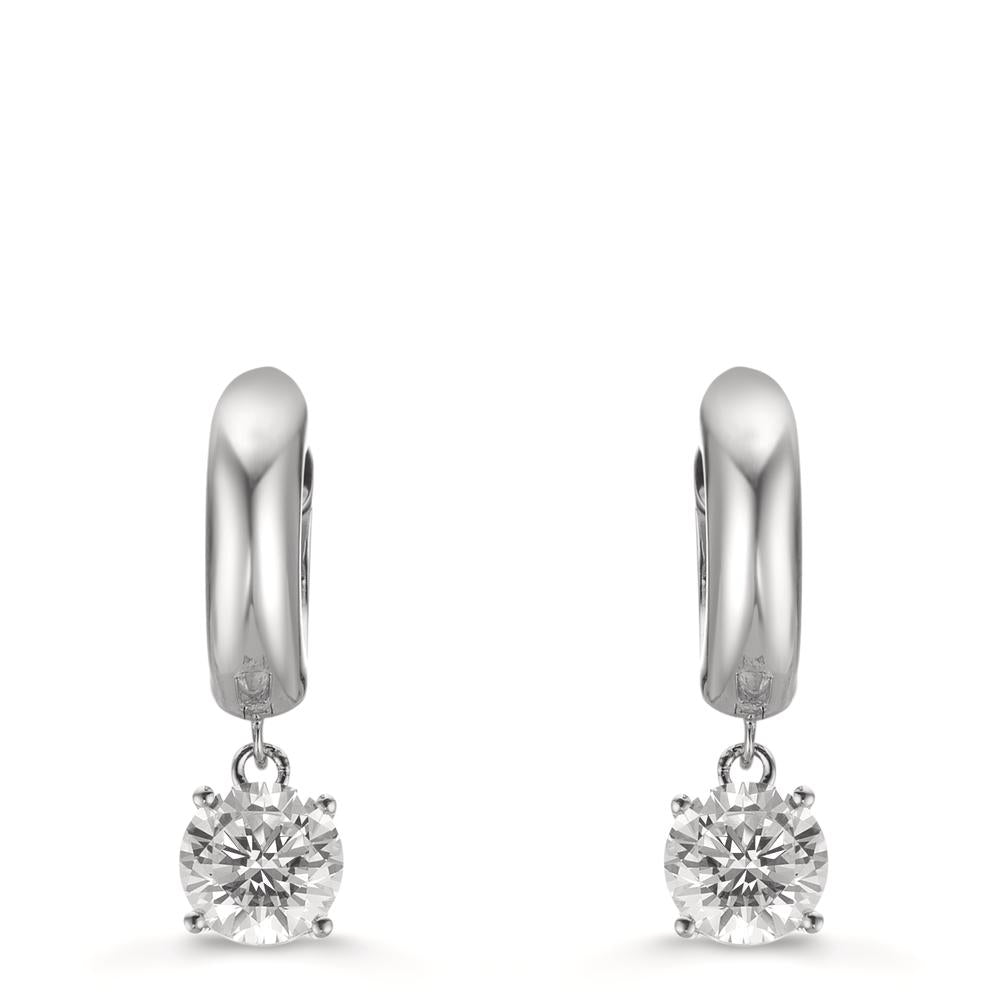 Click kreoler Sølv Zirconia 2 Sten , 6 mm rhodineret