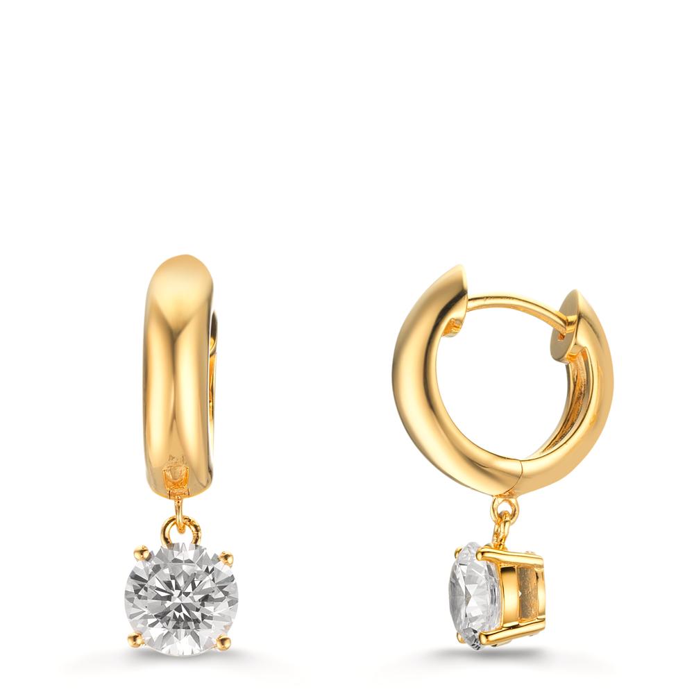 Click kreoler Sølv Zirconia 2 Sten , 6 mm gul forgyldt