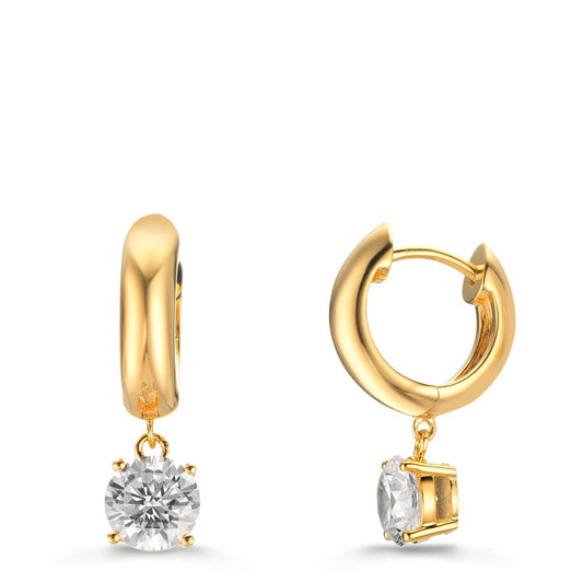 Click kreoler Sølv Zirconia 2 Sten , 6 mm gul forgyldt