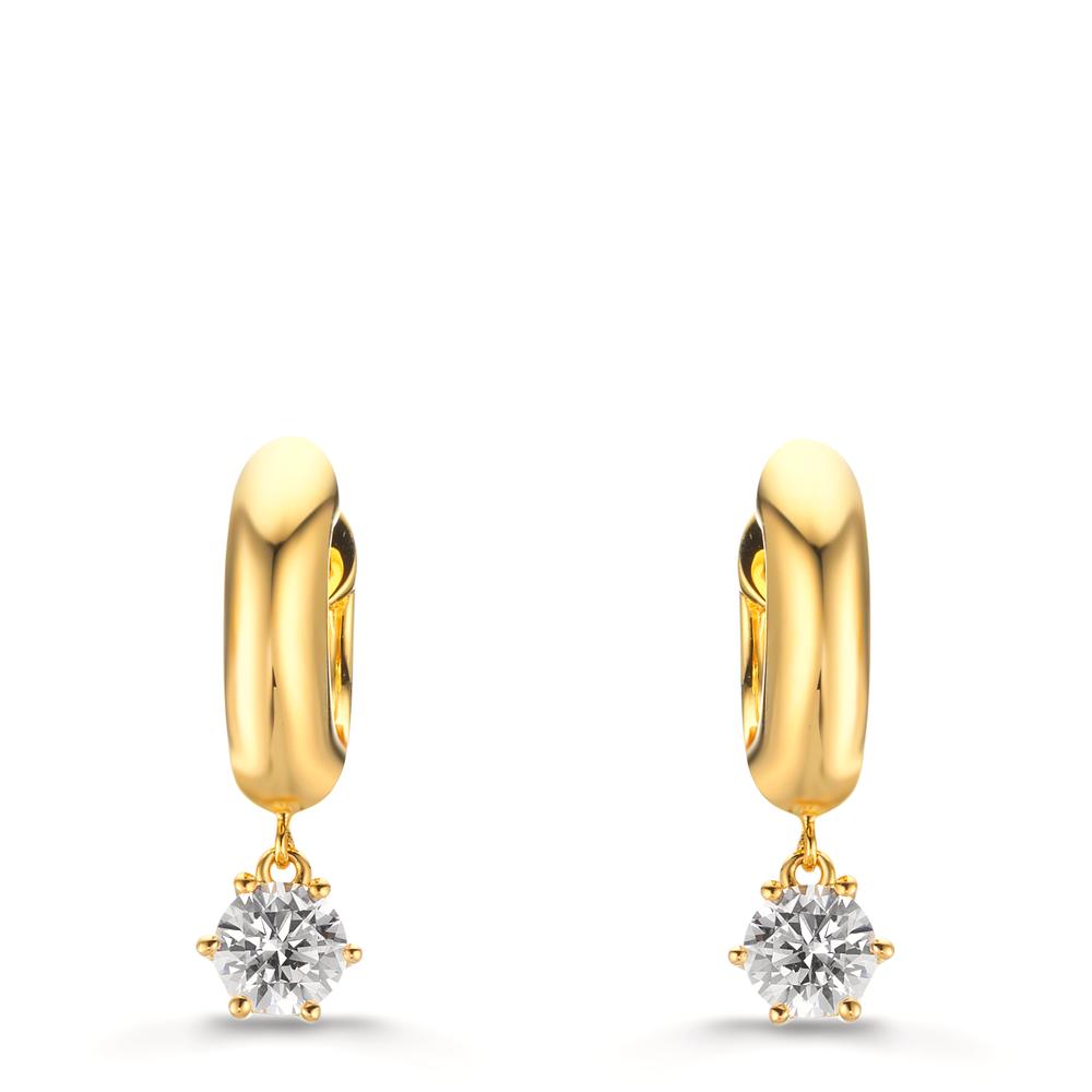 Click kreoler Sølv Zirconia 2 Sten , 5 mm gul forgyldt