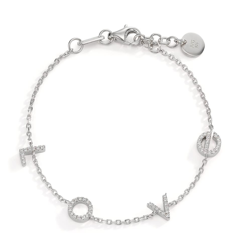 Armbånd Sølv Zirconia rhodineret 16-18 cm