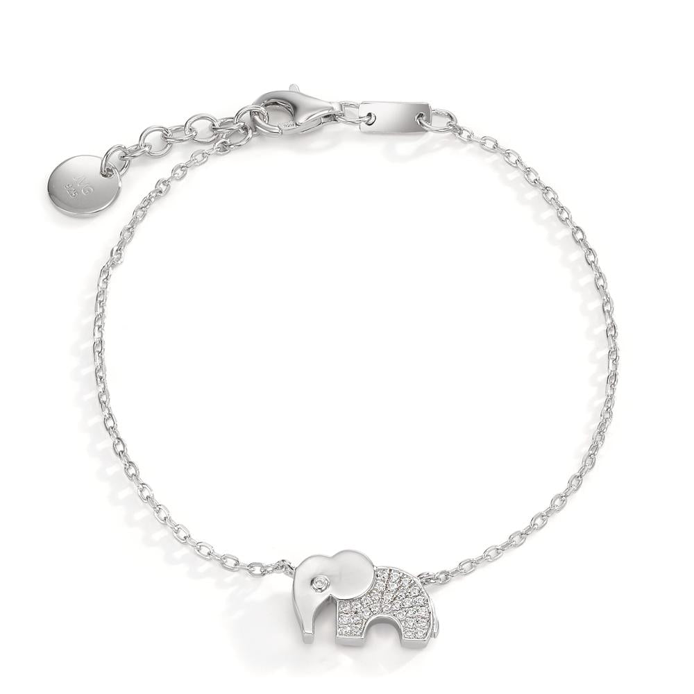 Armbånd Sølv Zirconia rhodineret Elefant 16-18 cm