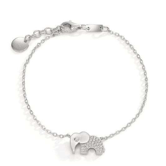 Armbånd Sølv Zirconia rhodineret Elefant 16-18 cm