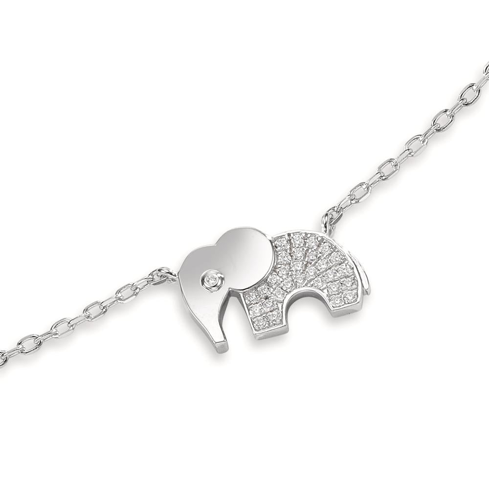 Armbånd Sølv Zirconia rhodineret Elefant 16-18 cm