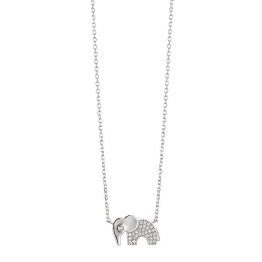 Collier Sølv Zirconia rhodineret Elefant 40-43 cm