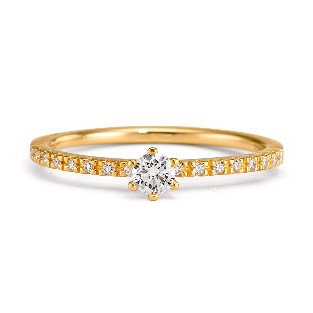 Solitaire ring 750/18K guld Diamant 0.20 ct, 17 Sten , [Brillant], w-si