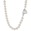 Collier Sølv rhodineret Ferskvands kulturperle 6-7 mm Hjerte 42 cm