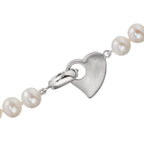 Collier Sølv rhodineret Ferskvands kulturperle 6-7 mm Hjerte 42 cm