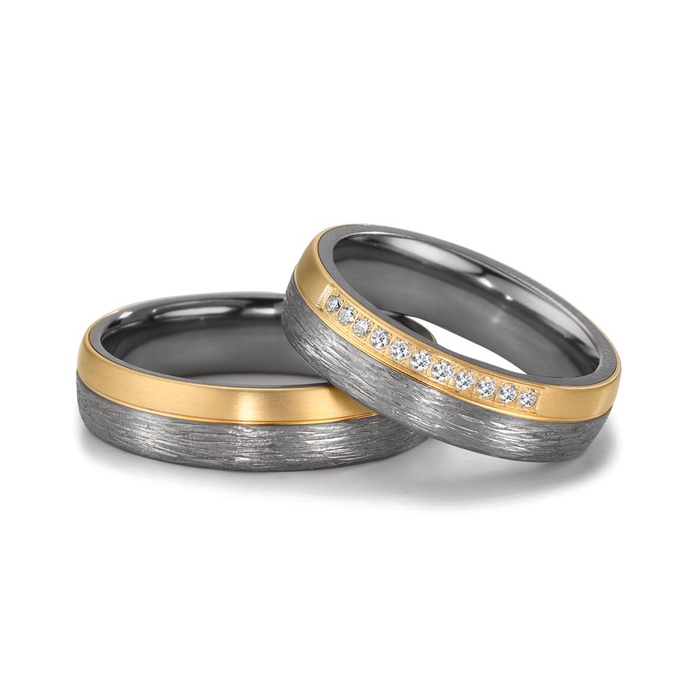 Partnerringe 999 tantal, 585/14K guld Diamant 0.11 ct, 11 Sten , w-si