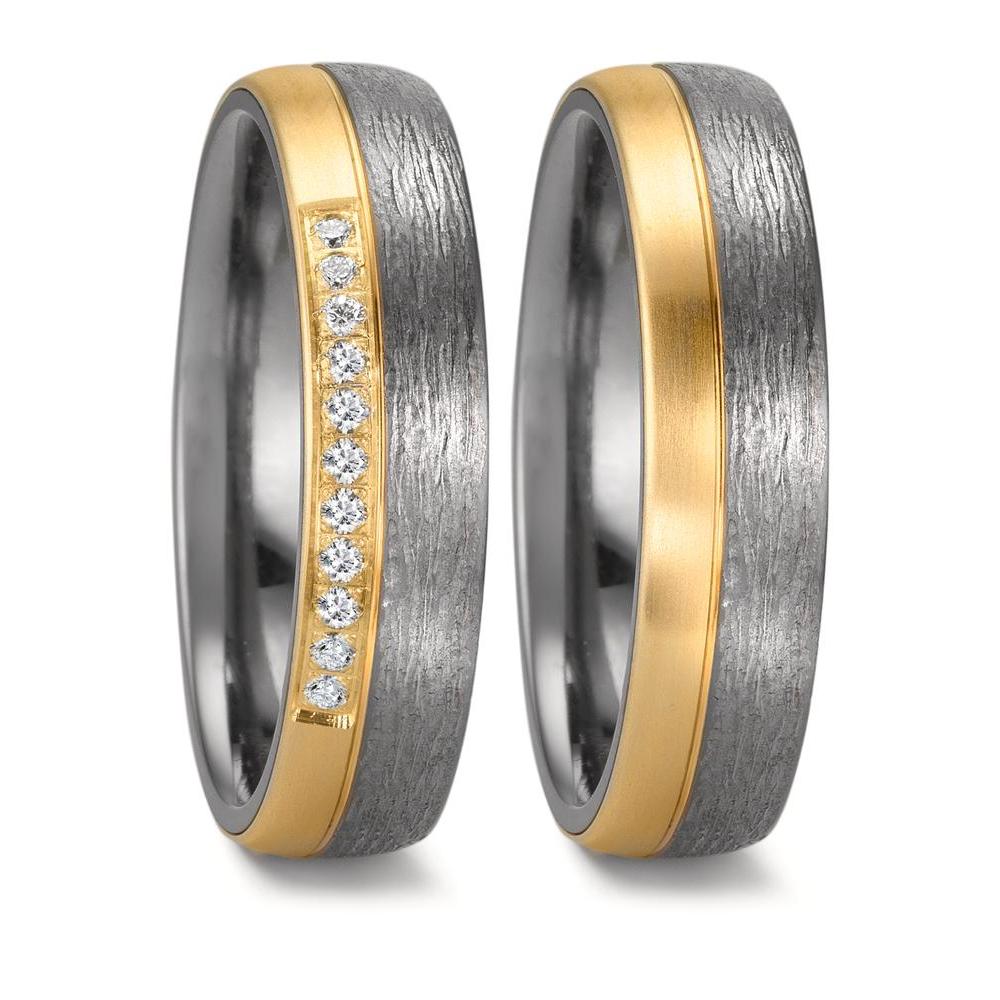Partnerringe 999 tantal, 585/14K guld Diamant 0.11 ct, 11 Sten , w-si