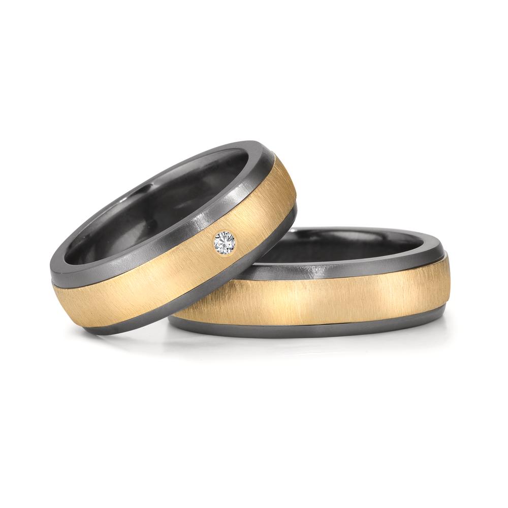 Partnerringe 999 tantal, 585/14K guld Diamant 0.03 ct, w-si