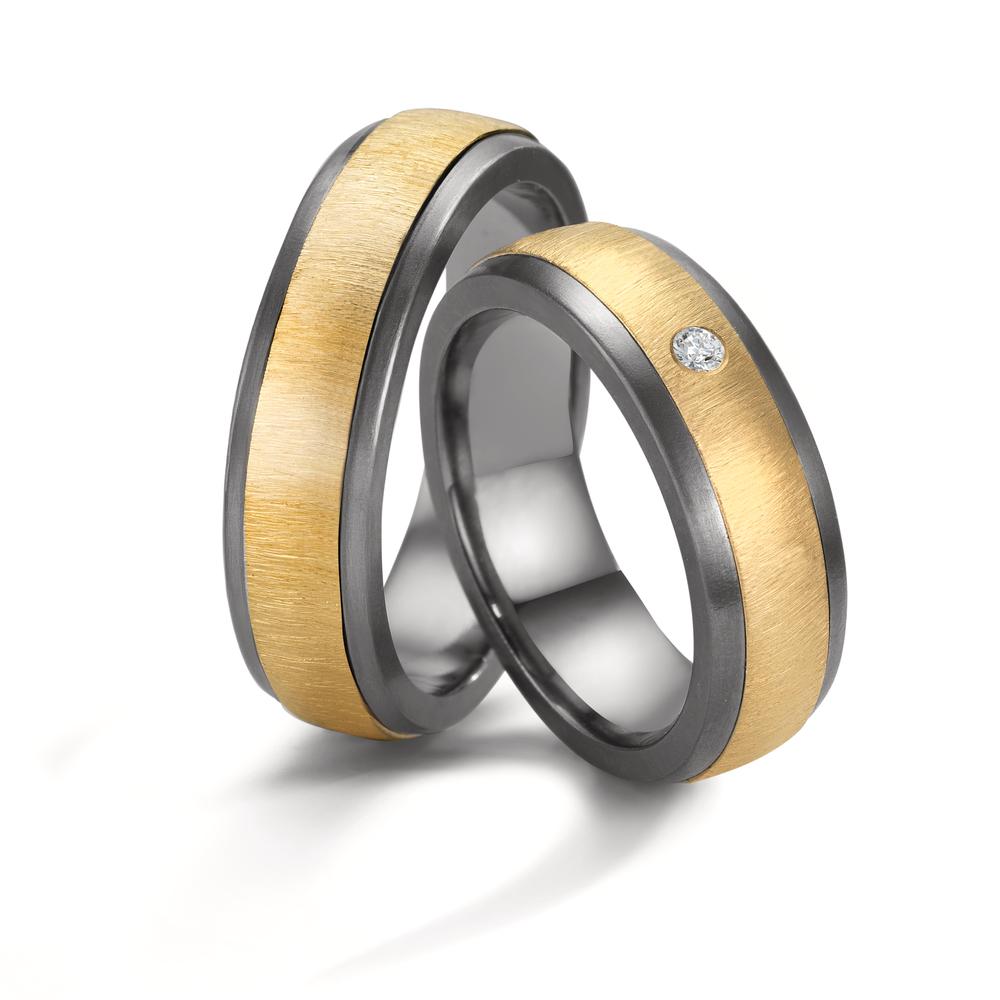 Partnerringe 999 tantal, 585/14K guld Diamant 0.03 ct, w-si