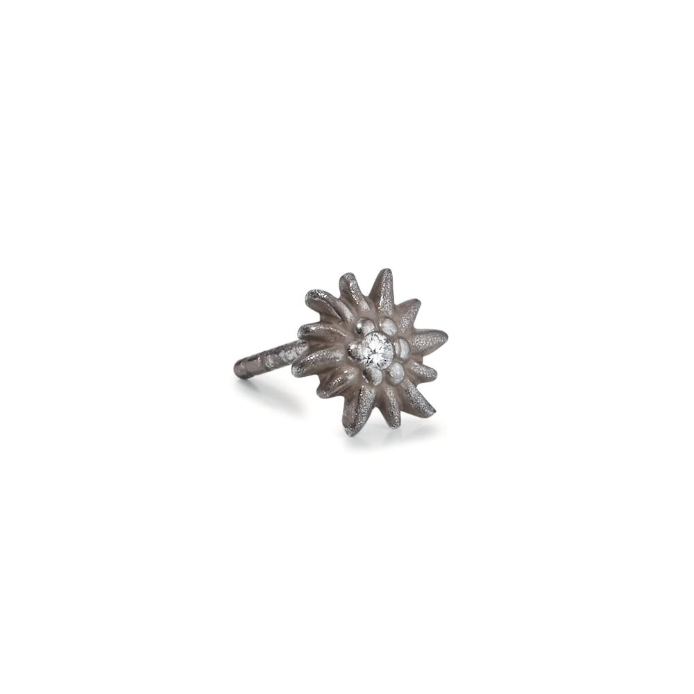 Ørestik 1 stk Sølv Zirconia patineret Edelweiss Ø7 mm