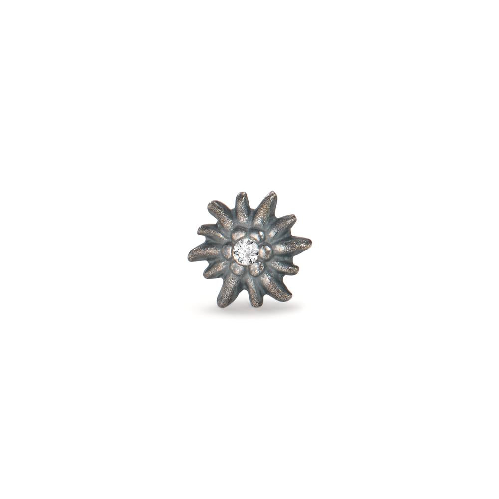 Ørestik 1 stk Sølv Zirconia patineret Edelweiss Ø7 mm