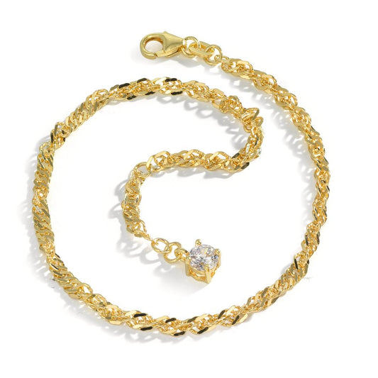 Ankelkæde Sølv Zirconia gul forgyldt 23-25 cm