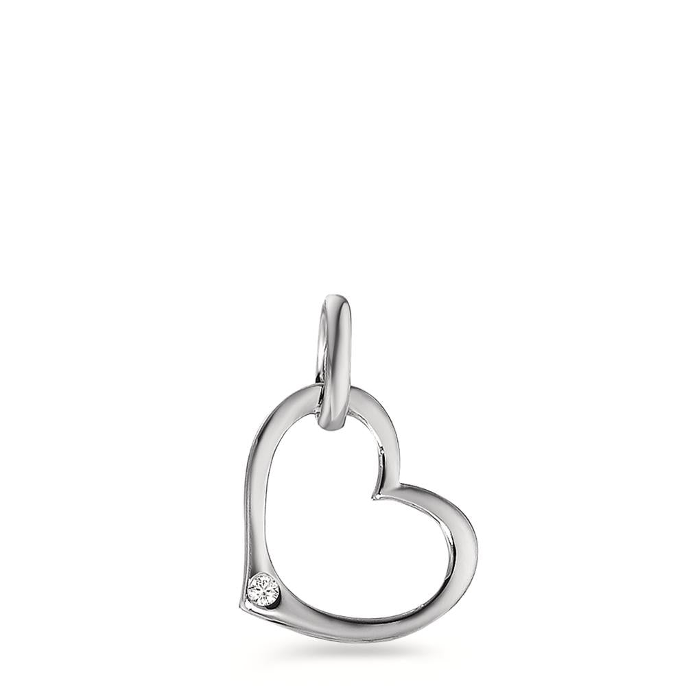 Vedhæng 375/9K hvidguld Diamant 0.01 ct, w-pi1 Hjerte Ø9 mm