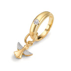 Dåbsring 375/9K guld Zirconia tofarvet Skytsengel Ø11 mm