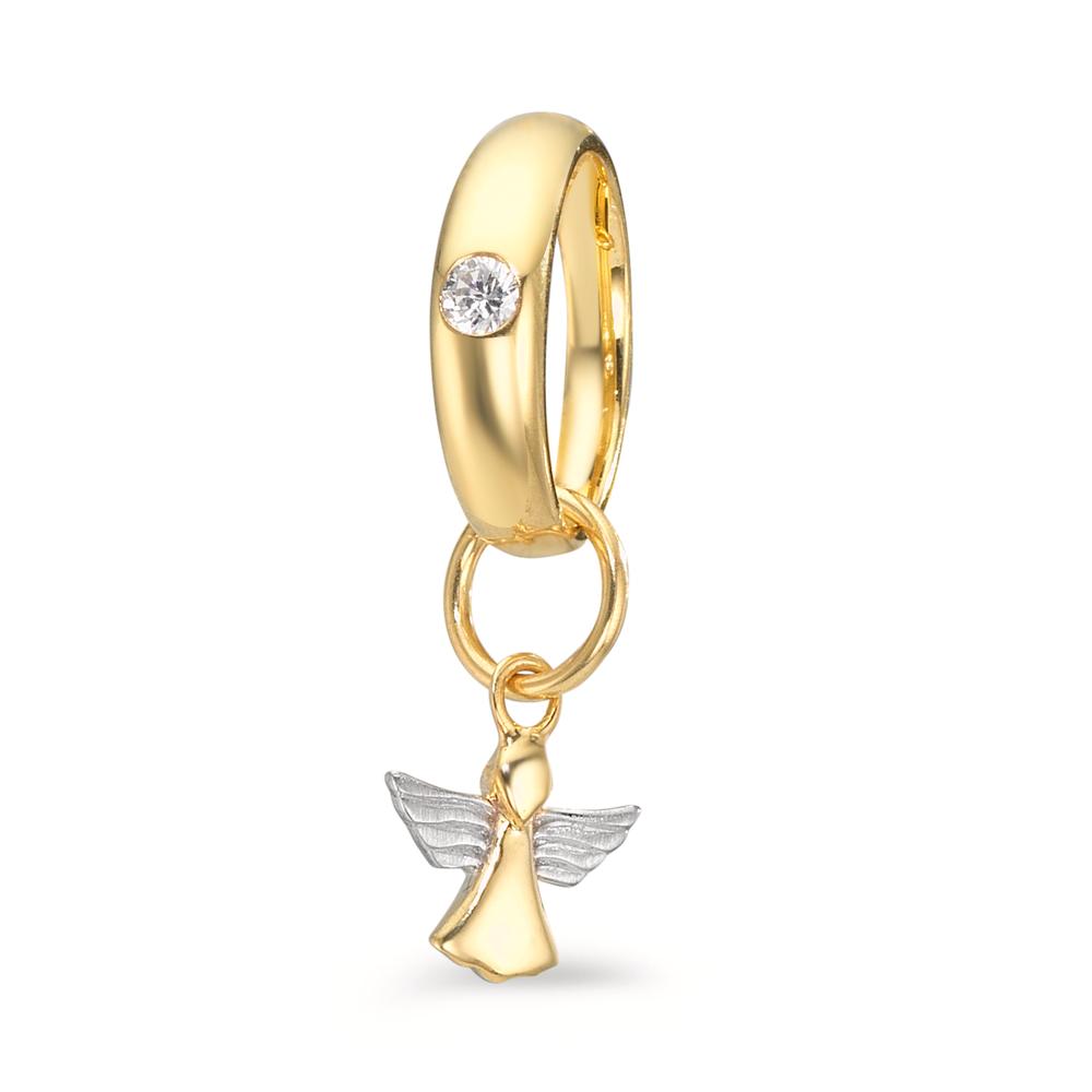 Dåbsring 375/9K guld Zirconia tofarvet Skytsengel Ø11 mm